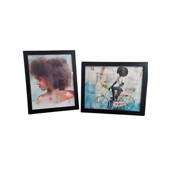 Two 8X10 Afro Framed Art - Picture 1 of 3